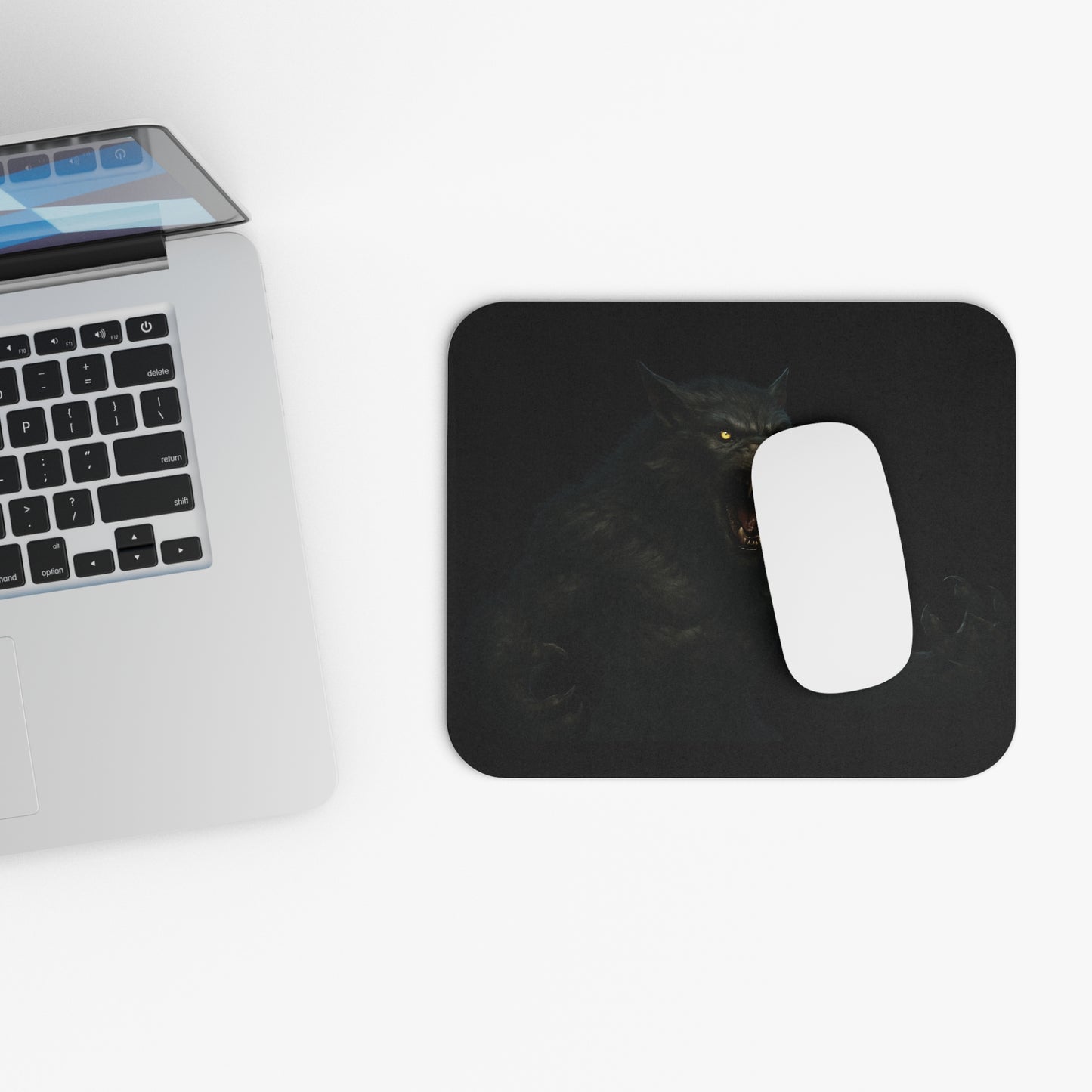 Fierce Werewolf Mouse Pad | Computer Accessory, Gift for Gamers, Unique Desk Decor, Halloween Office Supply, Animal Art Mousepad - TRV