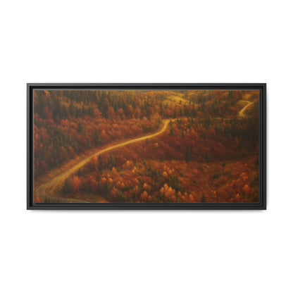 Autumn Landscape Framed Canvas Art, Cozy Home Decor, Warm Fall Vibes, Gift for Nature Lovers, Perfect for Thanksgiving - TRV