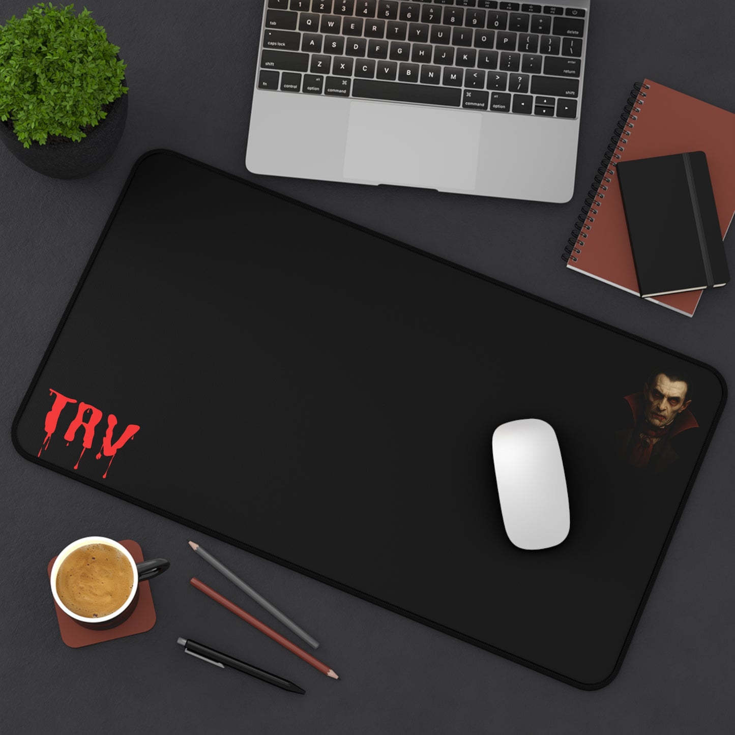 Vampire Portrait Desk Mat | Vampire Blood Drip TRV Mouse Pad - TRV
