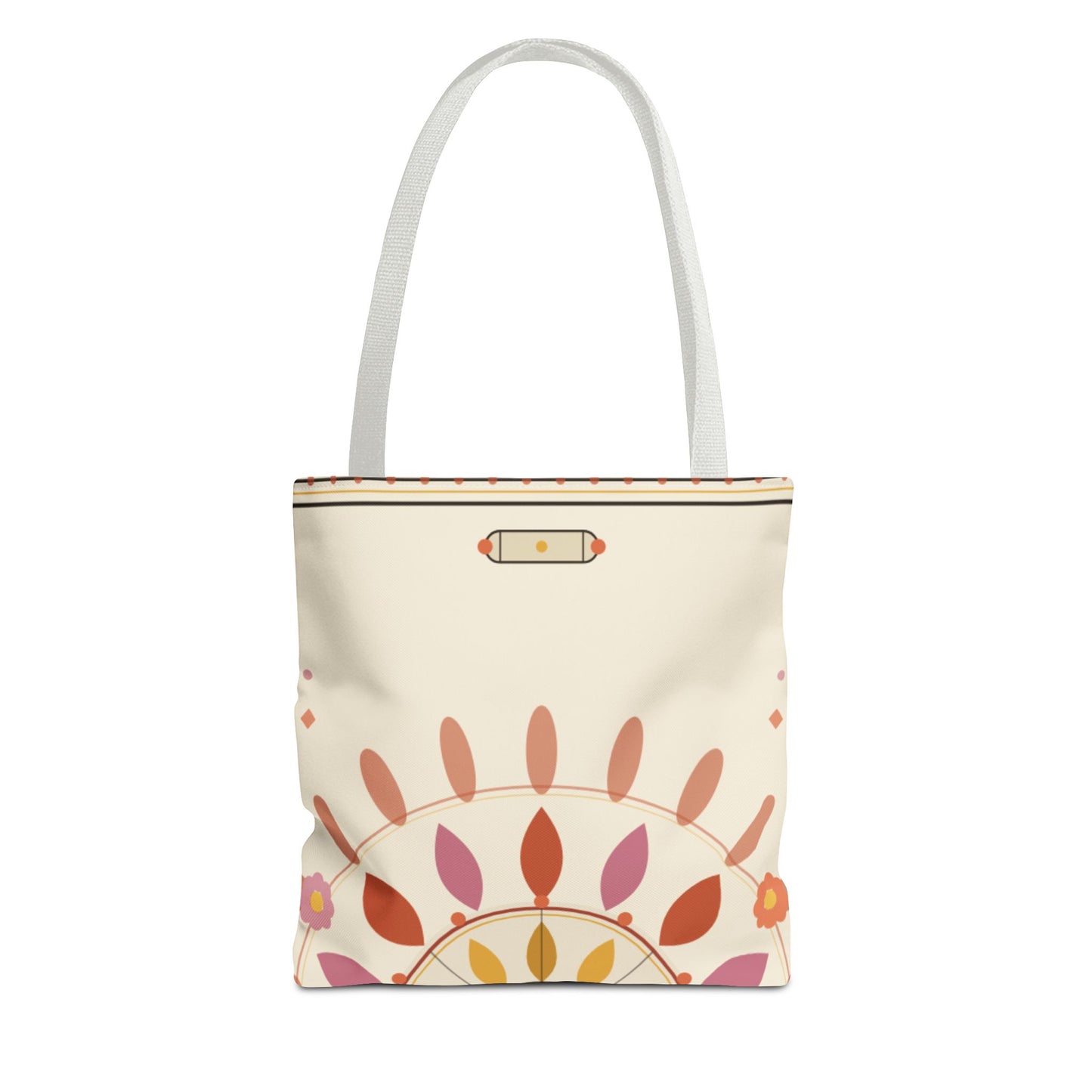 Boho Floral Mandala Tote Bag | Pastel Sunburst Pattern