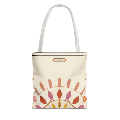 Boho Floral Mandala Tote Bag | Pastel Sunburst Pattern