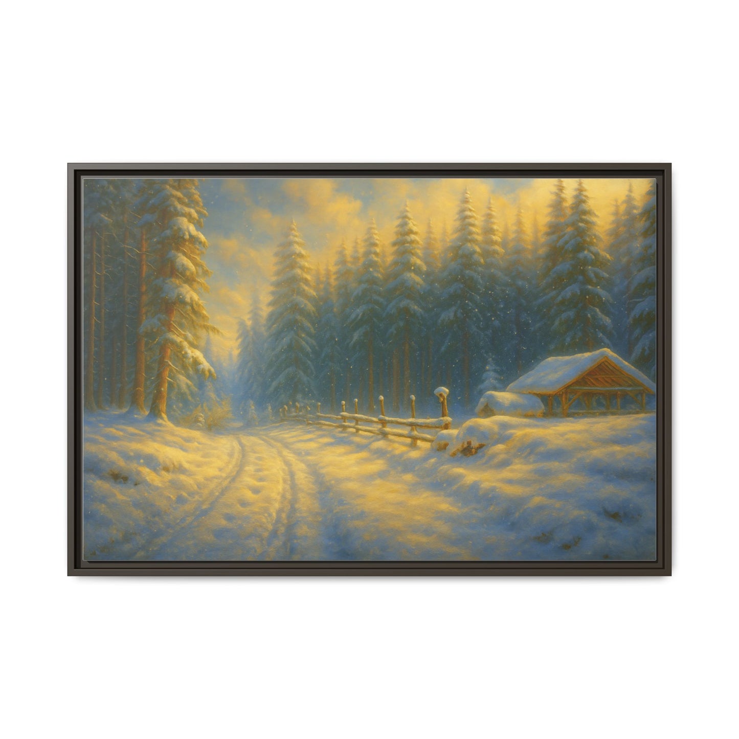 Wall Art Print, Winter Cabin Decor, Nature Scene, Holiday Gift, Cabin Vibes, Christmas Decoration, Matte Canvas, Framed - TRV