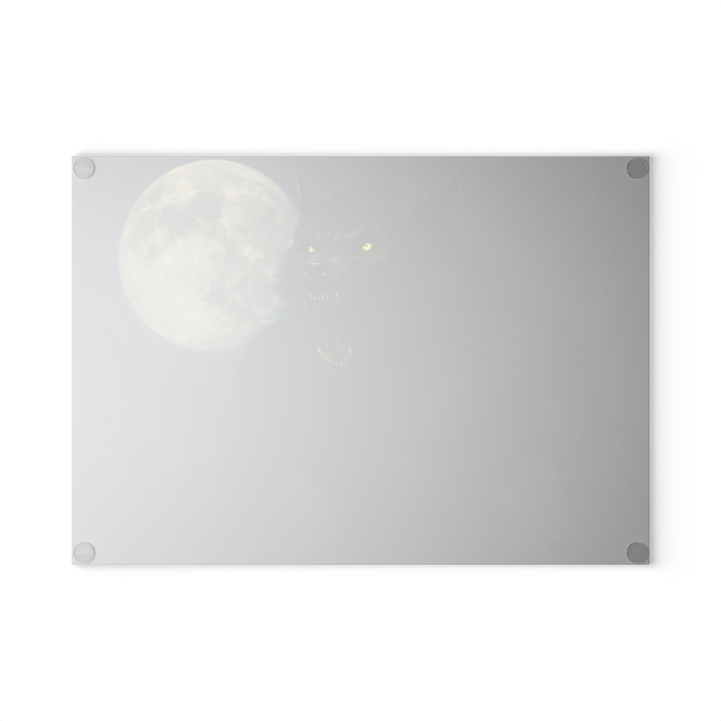 Glass Cutting Board — Howling Werewolf Moon Night Illustration