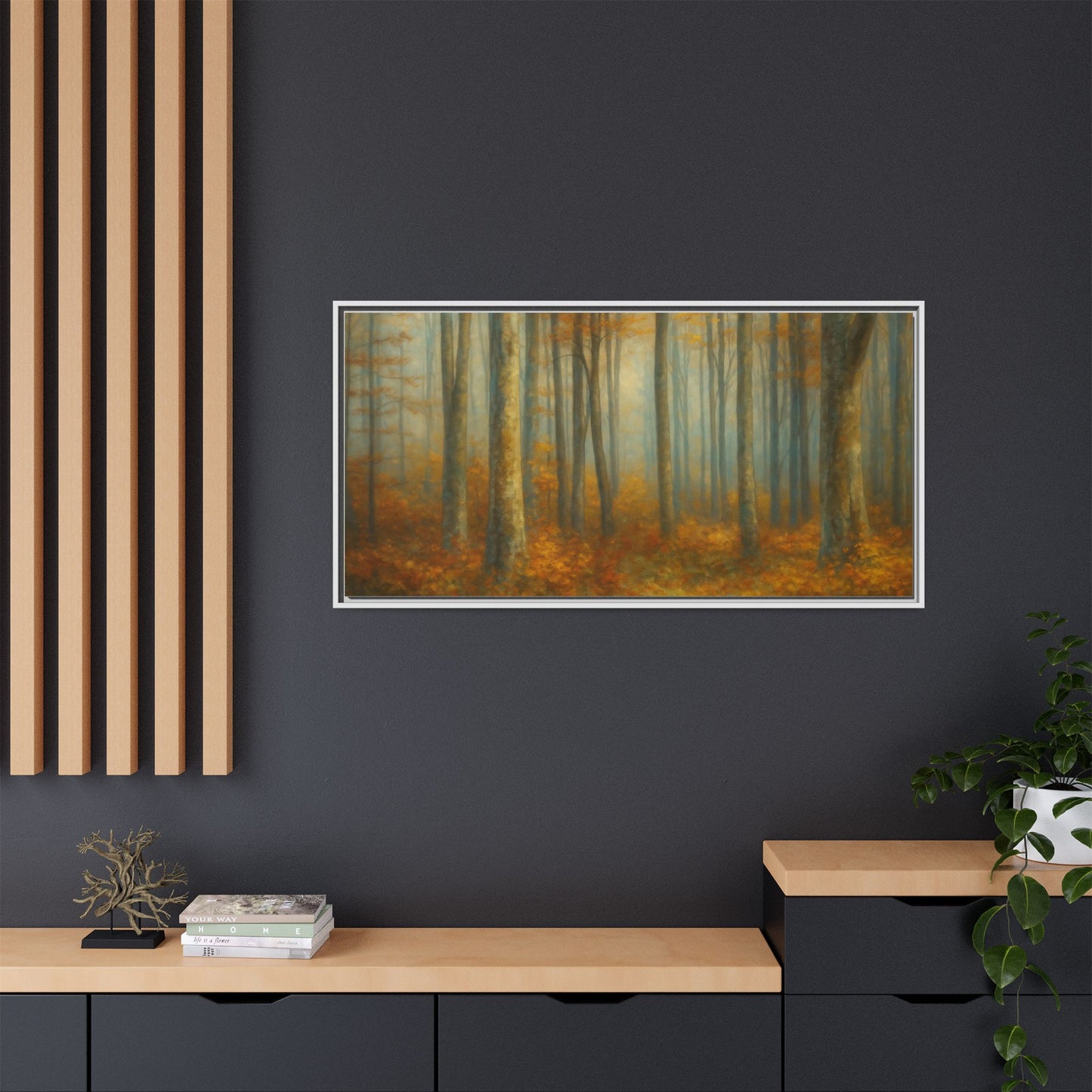 Autumn Forest Canvas Art, Framed Wall Decor, Rustic Home Decor, Nature Artwork, Gift for Nature Lovers - TRV