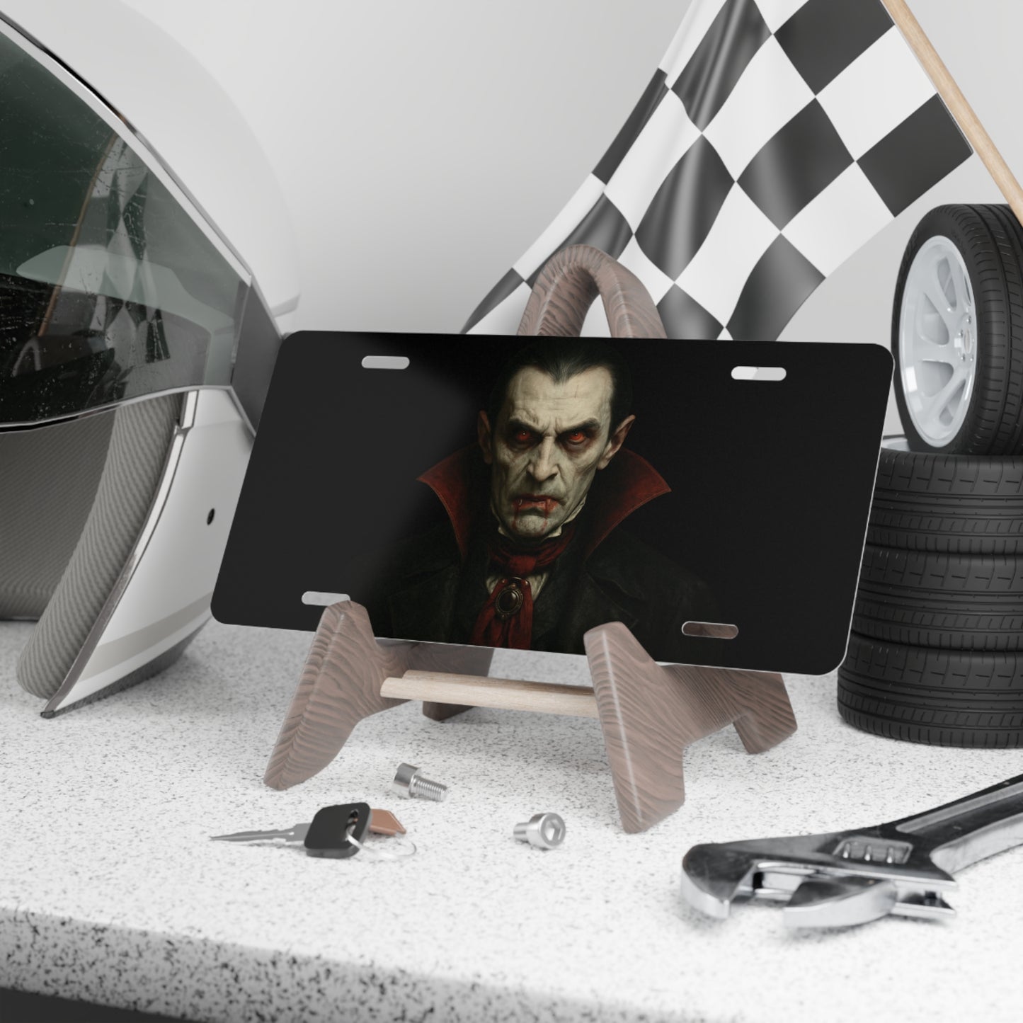 Vampire-Themed Vanity Plate | Halloween Decor, Car Accessories, Unique Gift, Spooky Decor, Gothic Style - TRV
