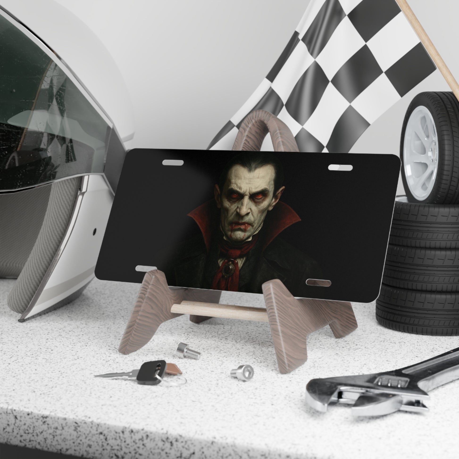 Vampire-Themed Vanity Plate | Halloween Decor, Car Accessories, Unique Gift, Spooky Decor, Gothic Style - TRV