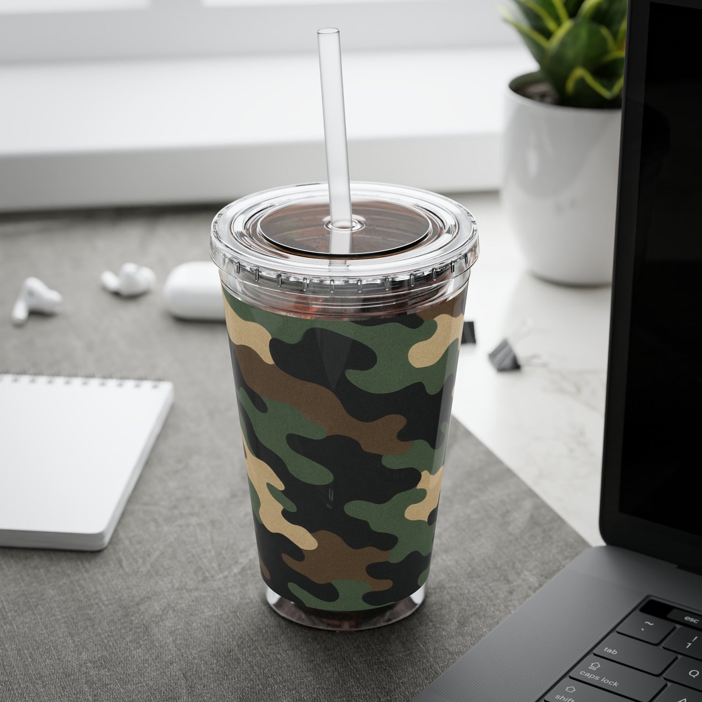 Stylish Camo Tumbler, 16oz Cup with Straw, Perfect for Outdoor Adventures, Gifts for Him, Travel Mug, Eco-friendly Drinkware, Camping