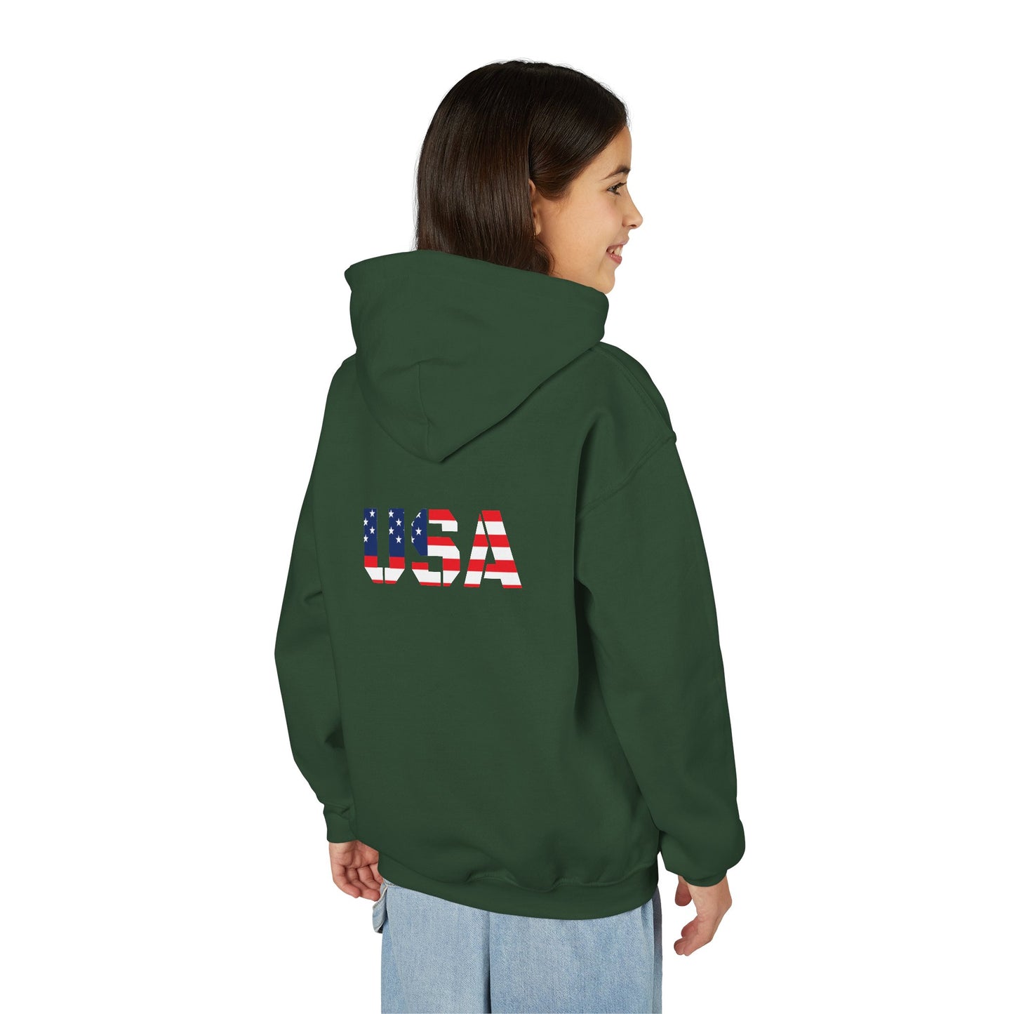 USA Flag Youth Hoodie, Youth Sweatshirt, Cool Hoodie for Kids, American Pride Apparel, Comfortable Boys and Girls Sweatshirt