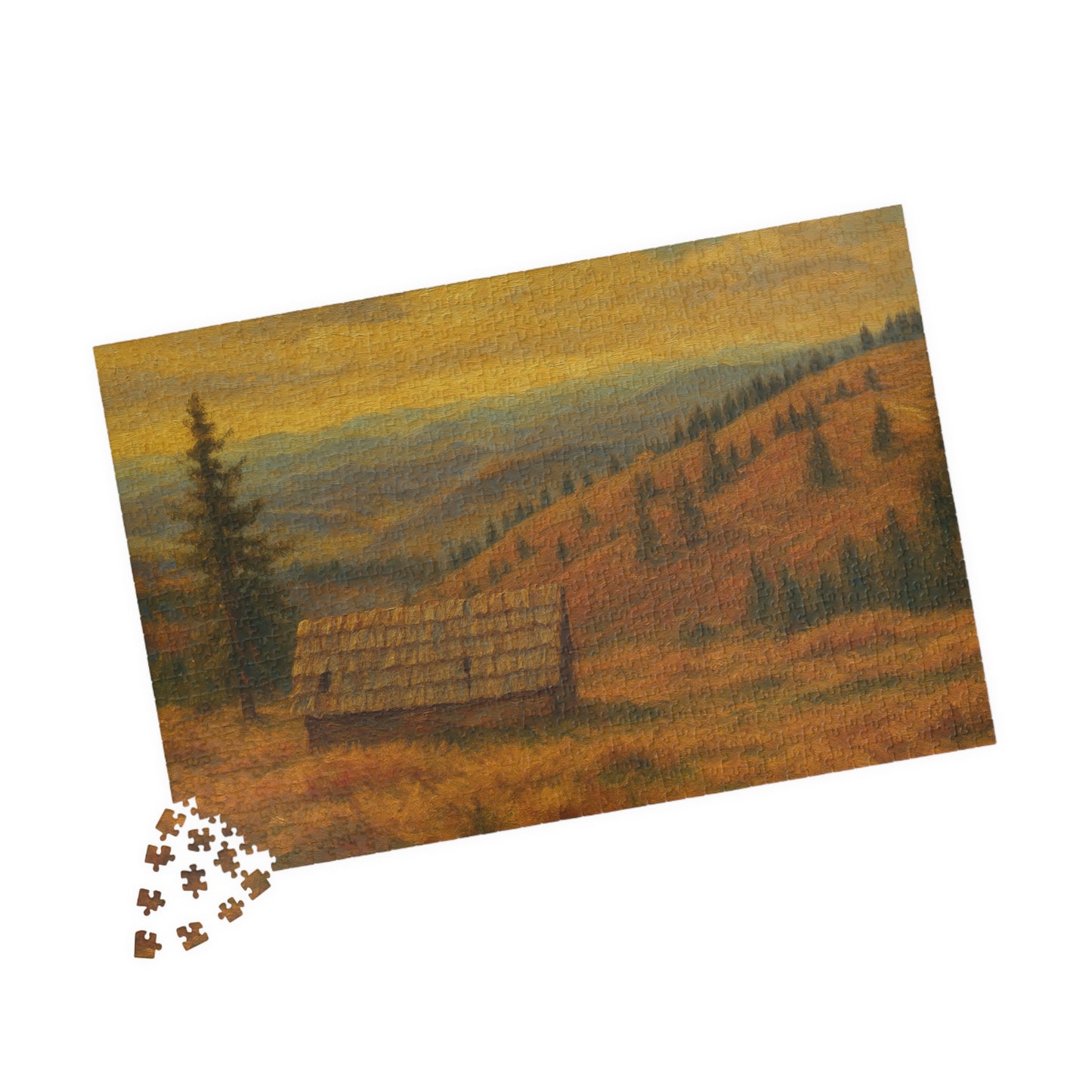 Autumn Mountain Cabin Puzzle 520-piece | Landscape Jigsaw - TRV