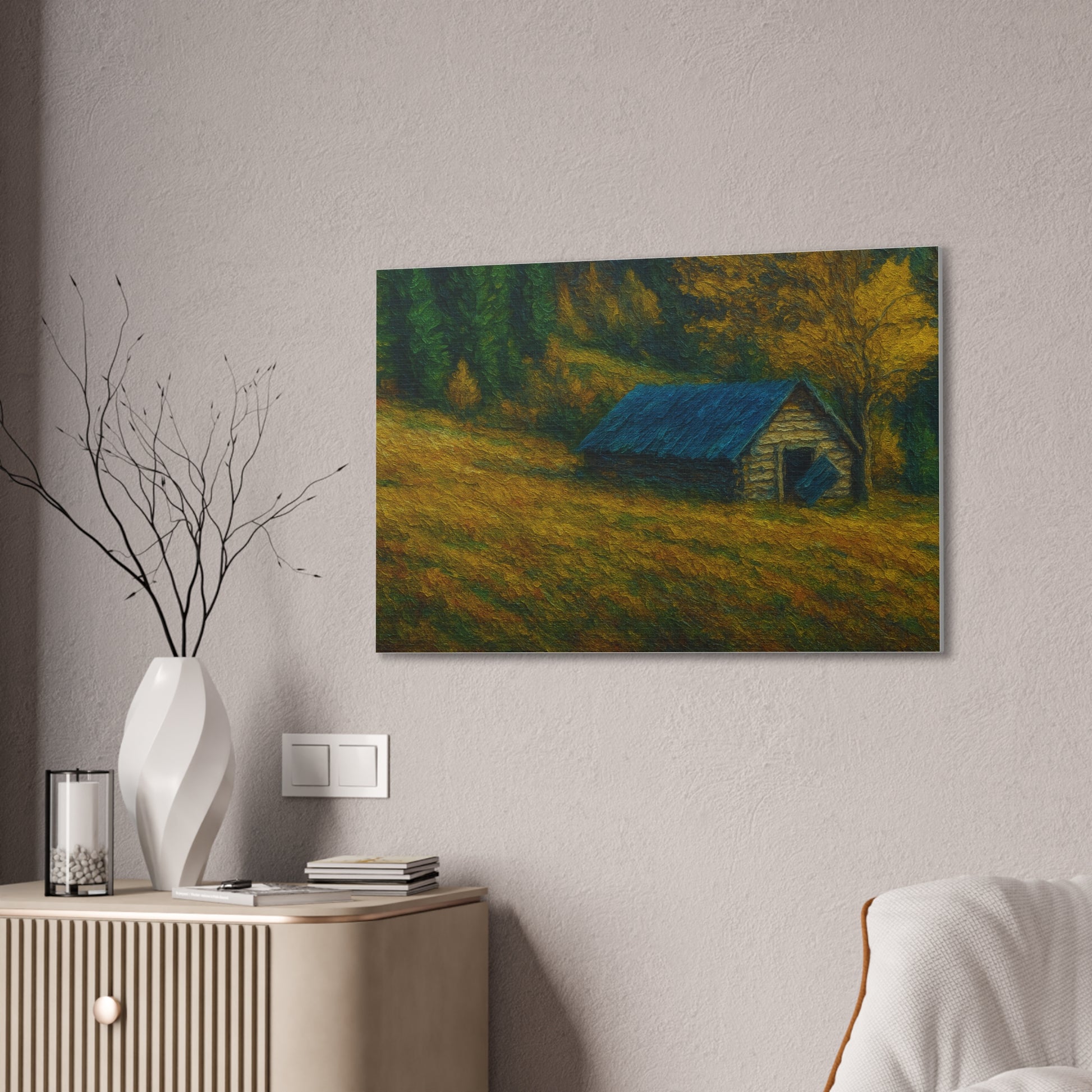 Rustic Canvas Wall Art, Nature Landscape Painting, Autumn Decor, Farmhouse Wall Art, Cozy Home Decoration - TRV