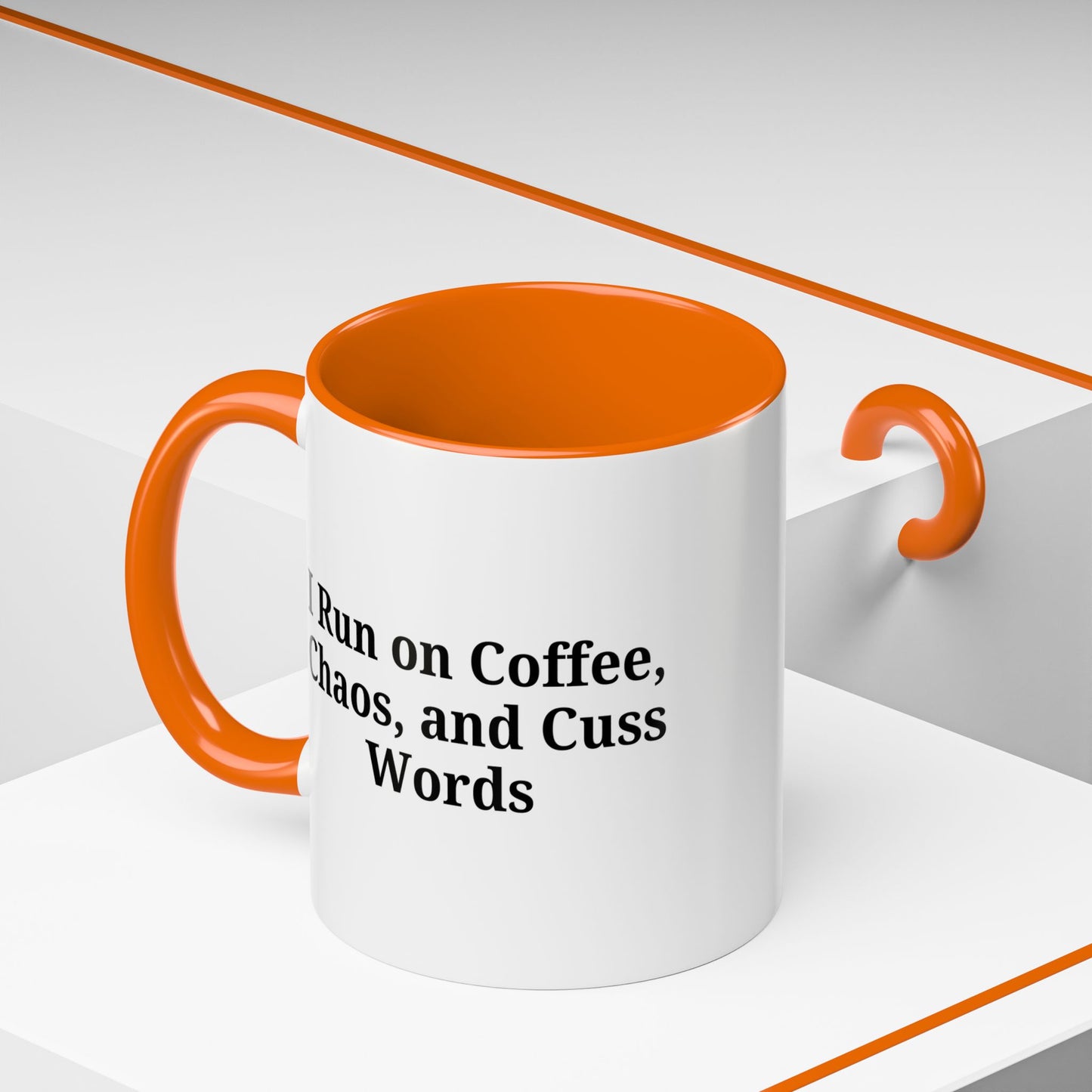 Funny Black Accent Coffee Mug - "I Run on Coffee, Chaos, and Cuss Words" - Ideal Gift for Coffee Lovers - TRV