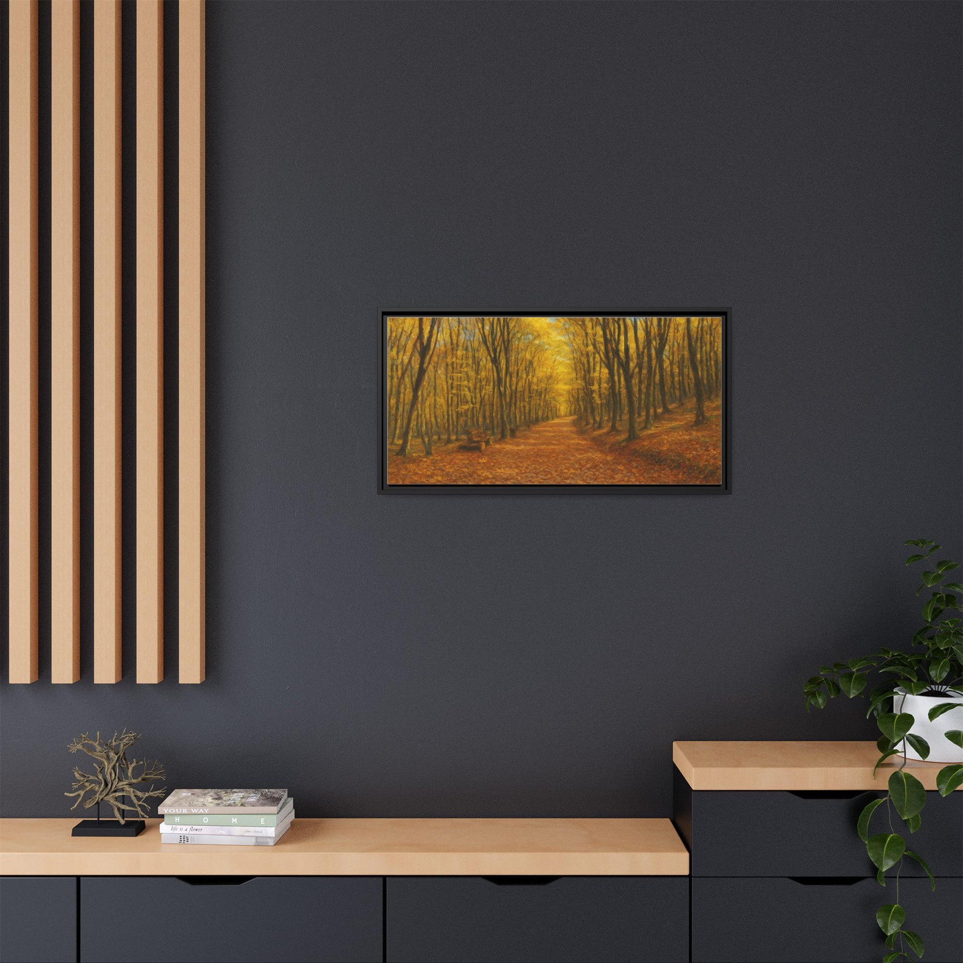 Autumn Forest Framed Canvas Art, Cozy Wall Decor, Nature Inspired Gift, Fall Home Accent, Perfect for Thanksgiving - TRV