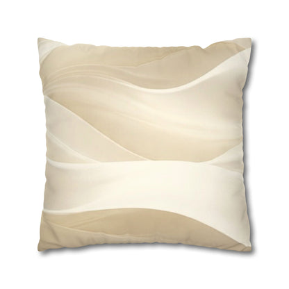 Beige Abstract Wave Pillowcase | Faux Suede Square Pillow Cover