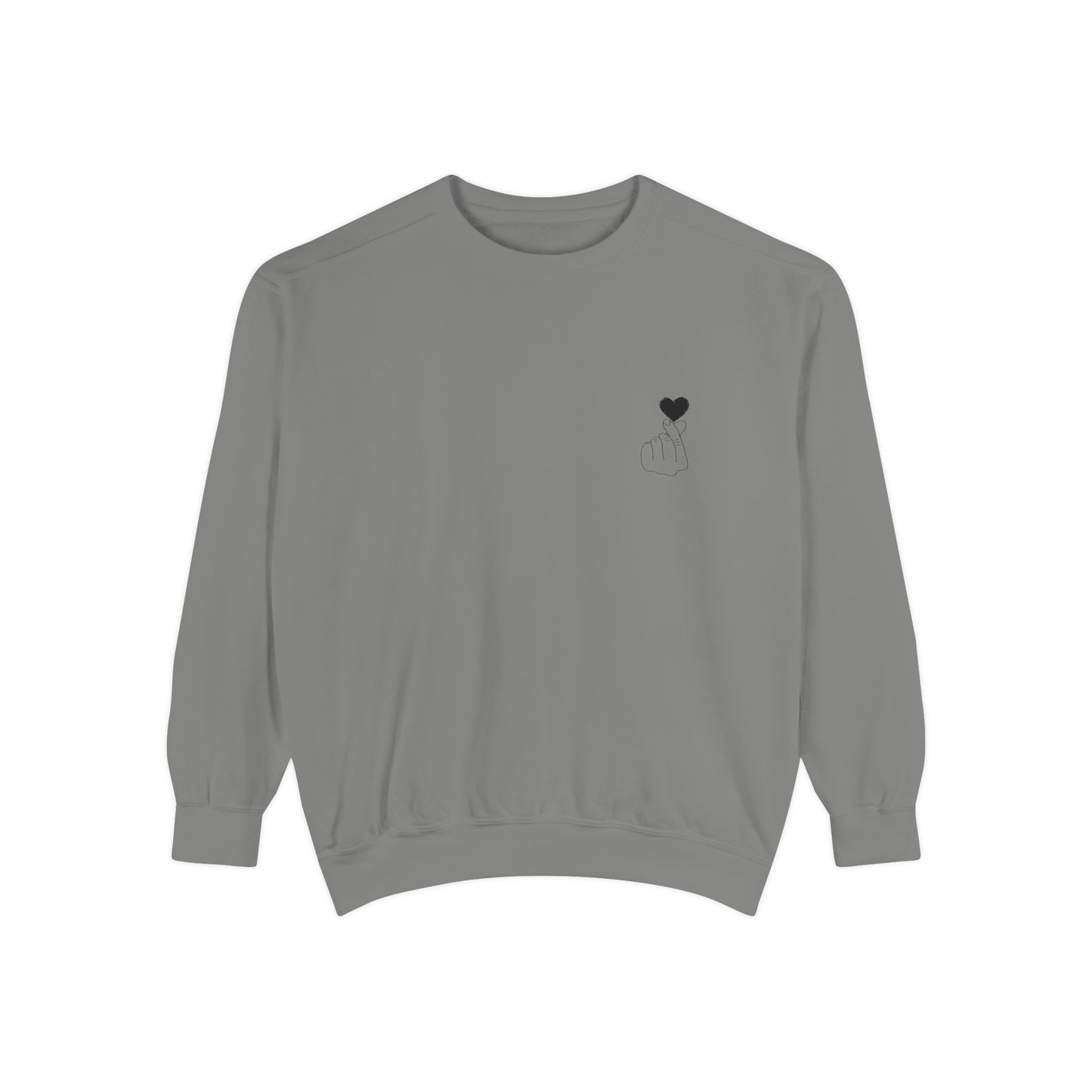Unisex Garment-Dyed Sweatshirt with Heart Design - Cozy & Stylish