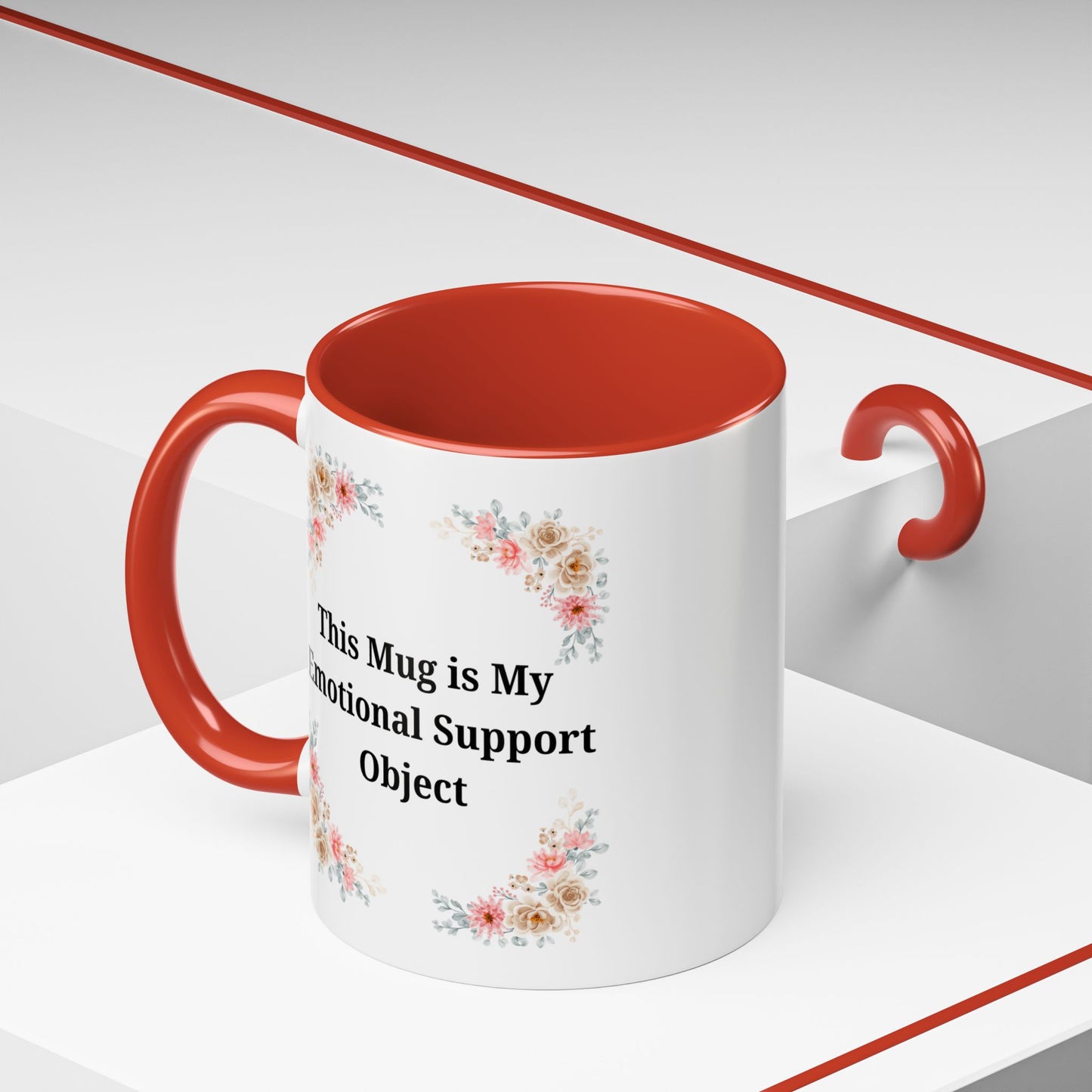 Floral Emotional Support Coffee Mug, Coffee Lover Gift, Funny Mug, Self-Care Necessity, Floral Design Mug, Unique Gift for Friends