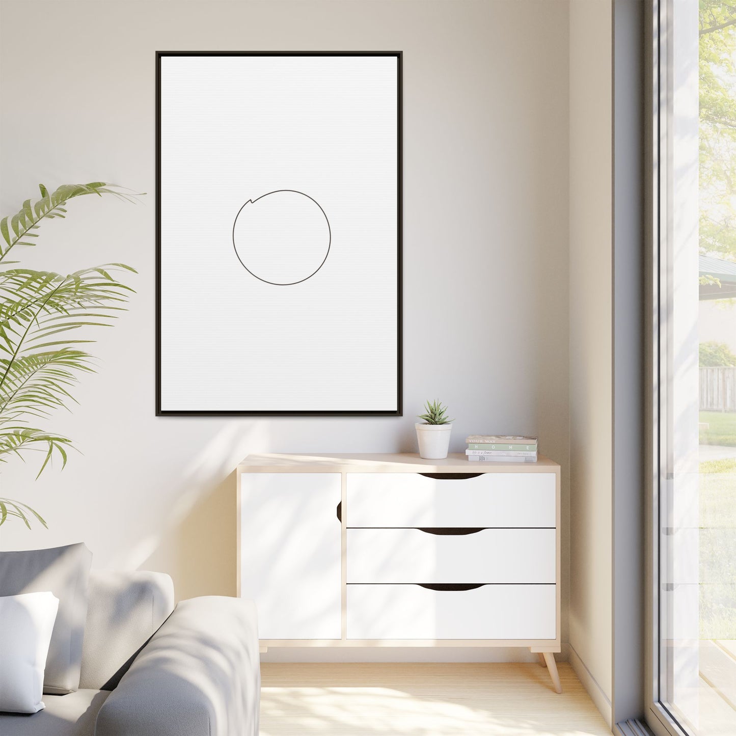 Minimal Circle Line Matte Canvas Framed | Modern Abstract Wall Art