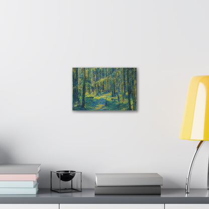 Sunlit Forest Path Canvas – Impressionist Woodland Wall Art