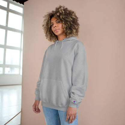 Champion Hoodie with Korean Finger Heart Graphic – Minimal White Pullover