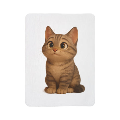 Cozy Cat Fleece Sherpa Blanket, Cute Pet Decor, Cat Lover Gift, Warm Throw Blanket, Home Essentials, Animal Lover Blanket - TRV