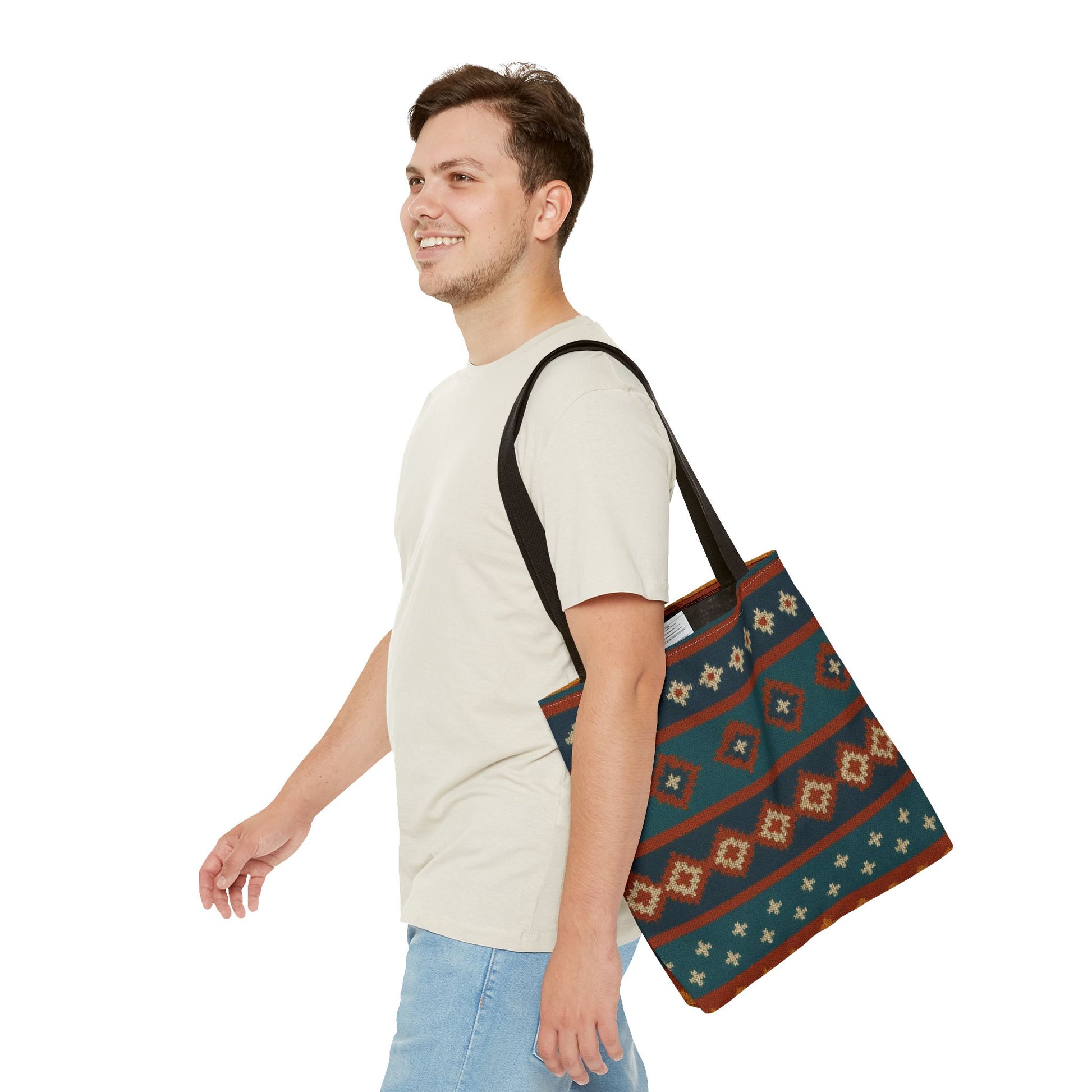 Southwestern Diamond Pattern Tote Bag | Aztec Tribal Geometric Print - TRV