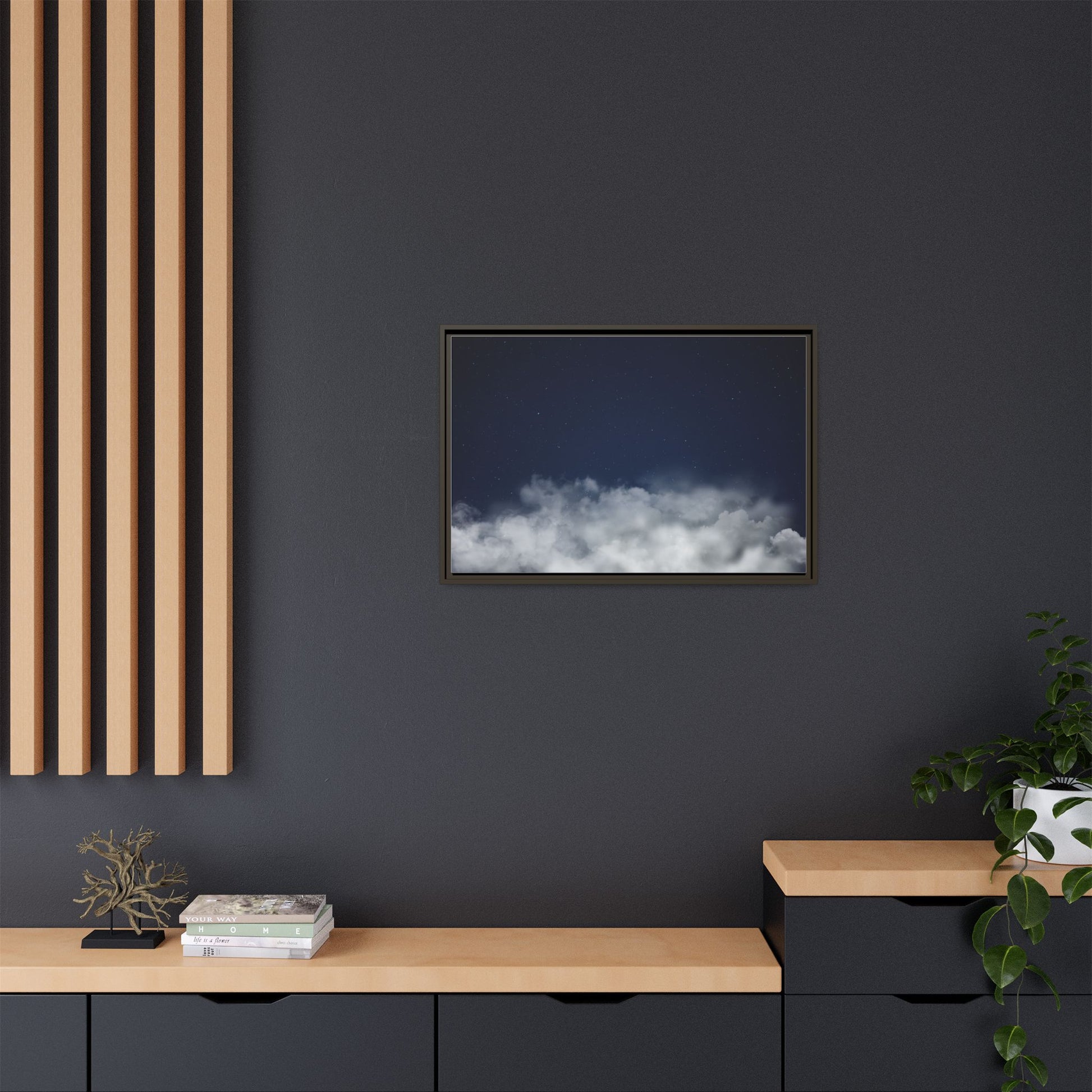 Night Sky Clouds Matte Canvas Framed | Starry Wall Art - TRV