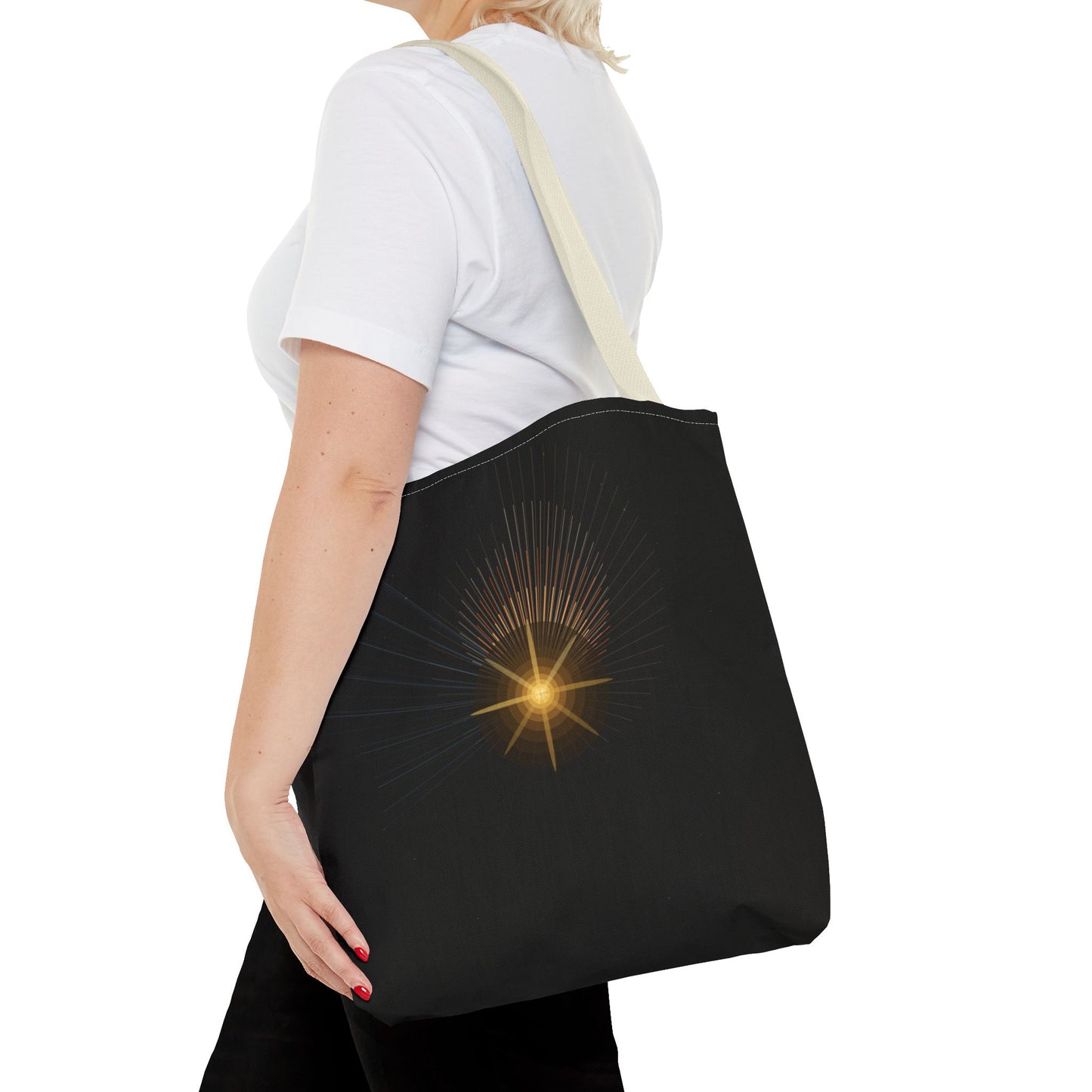 Radiant Starburst Tote Bag | Golden Light Celestial Design - TRV