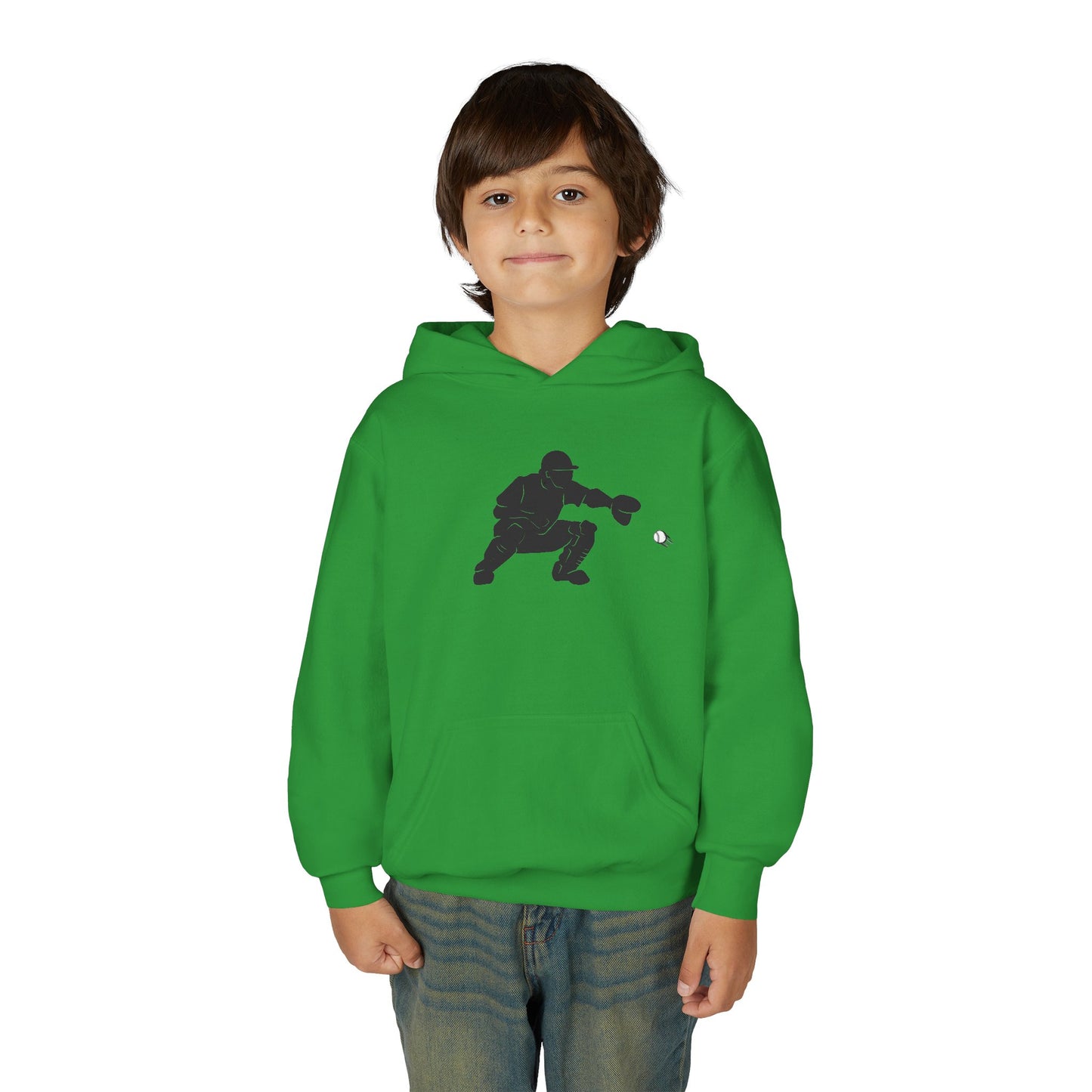 Youth Baseball Catcher Hoodie, Sporty Sweatshirt for Kids, Perfect Gift for Young Athletes, Team Spirit Gear, Sports Event Apparel