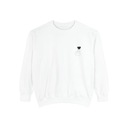 Unisex Garment-Dyed Sweatshirt with Heart Design - Cozy & Stylish