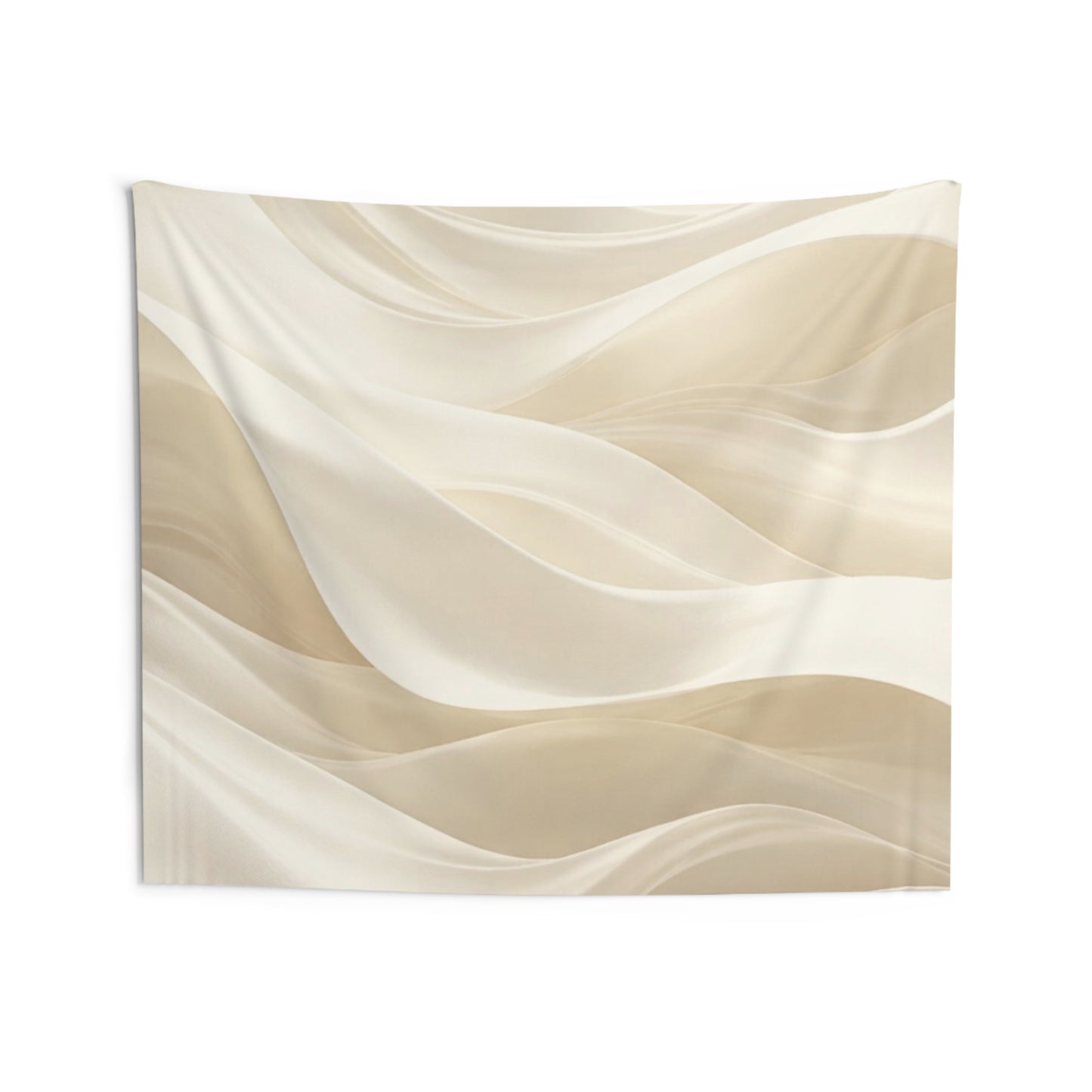 Neutral Wave Abstract Indoor Wall Tapestry | Beige Flowing Fabric Design