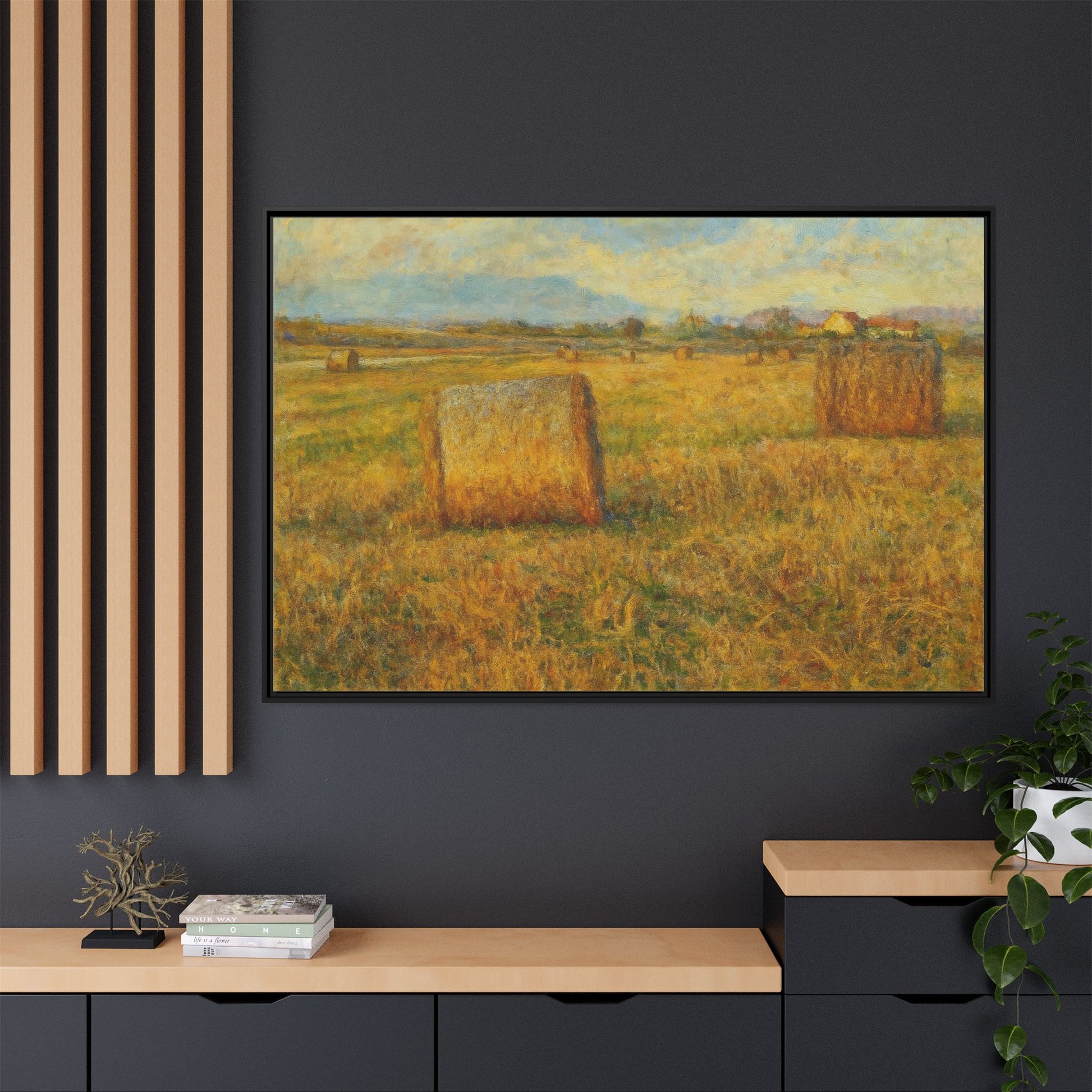 Framed Matte Canvas Wall Art - Rustic Farm Landscape, Country Decor, Home Gallery, Gift for Nature Lovers, Housewarming Decor - TRV