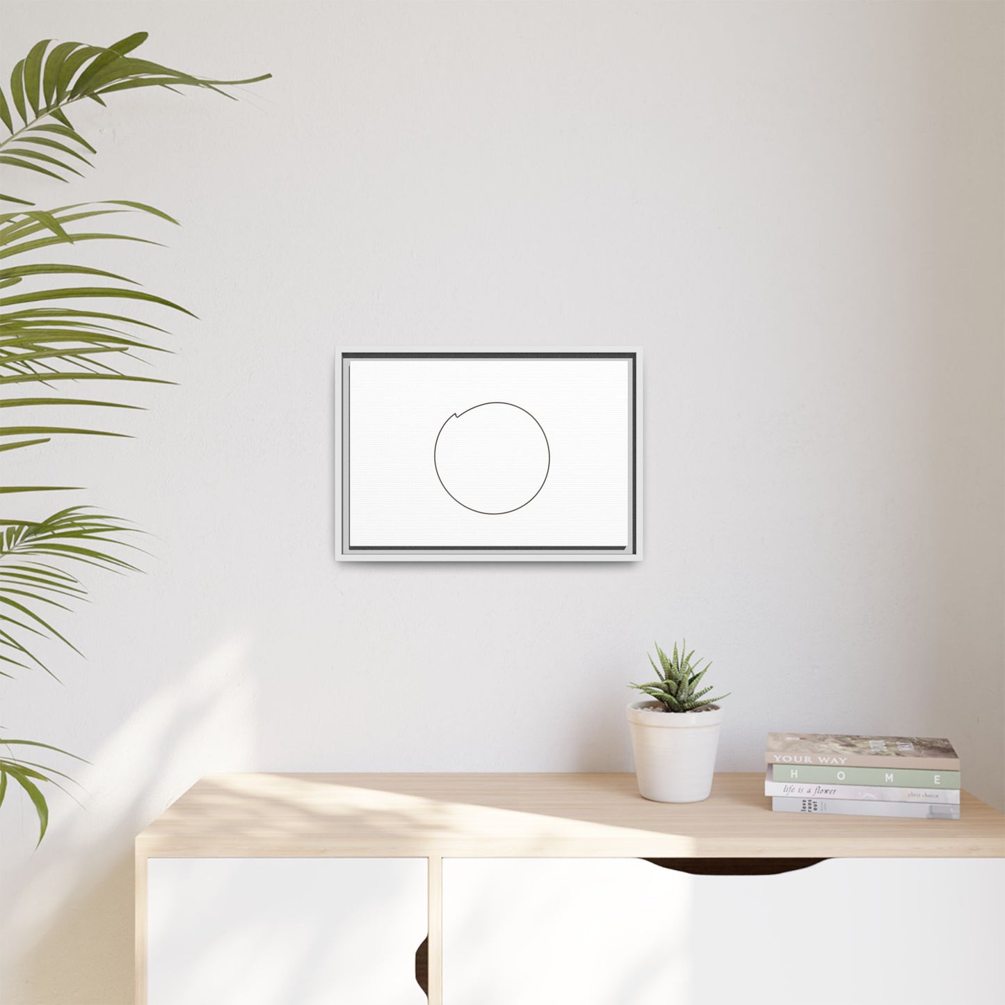 Minimal Circle Line Matte Canvas Framed | Modern Abstract Wall Art