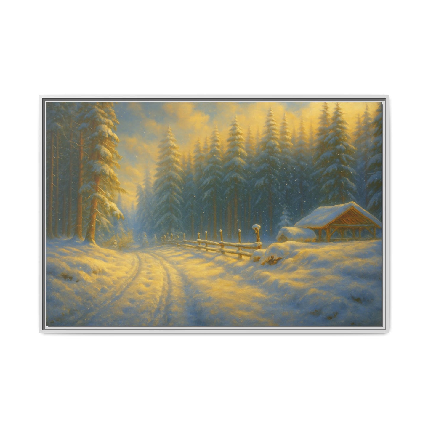 Wall Art Print, Winter Cabin Decor, Nature Scene, Holiday Gift, Cabin Vibes, Christmas Decoration, Matte Canvas, Framed - TRV