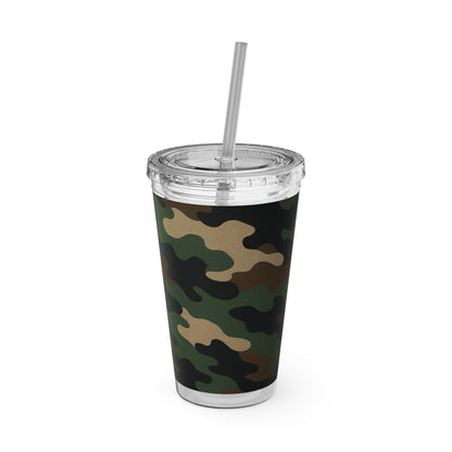 Stylish Camo Tumbler, 16oz Cup with Straw, Perfect for Outdoor Adventures, Gifts for Him, Travel Mug, Eco-friendly Drinkware, Camping