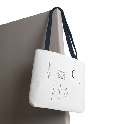 Minimal Moon and Sun Botanical Tote | Celestial Line Art Bag