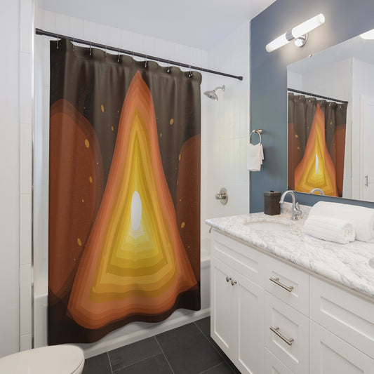 Layered Flame Geode Shower Curtain | Abstract Warm Tones