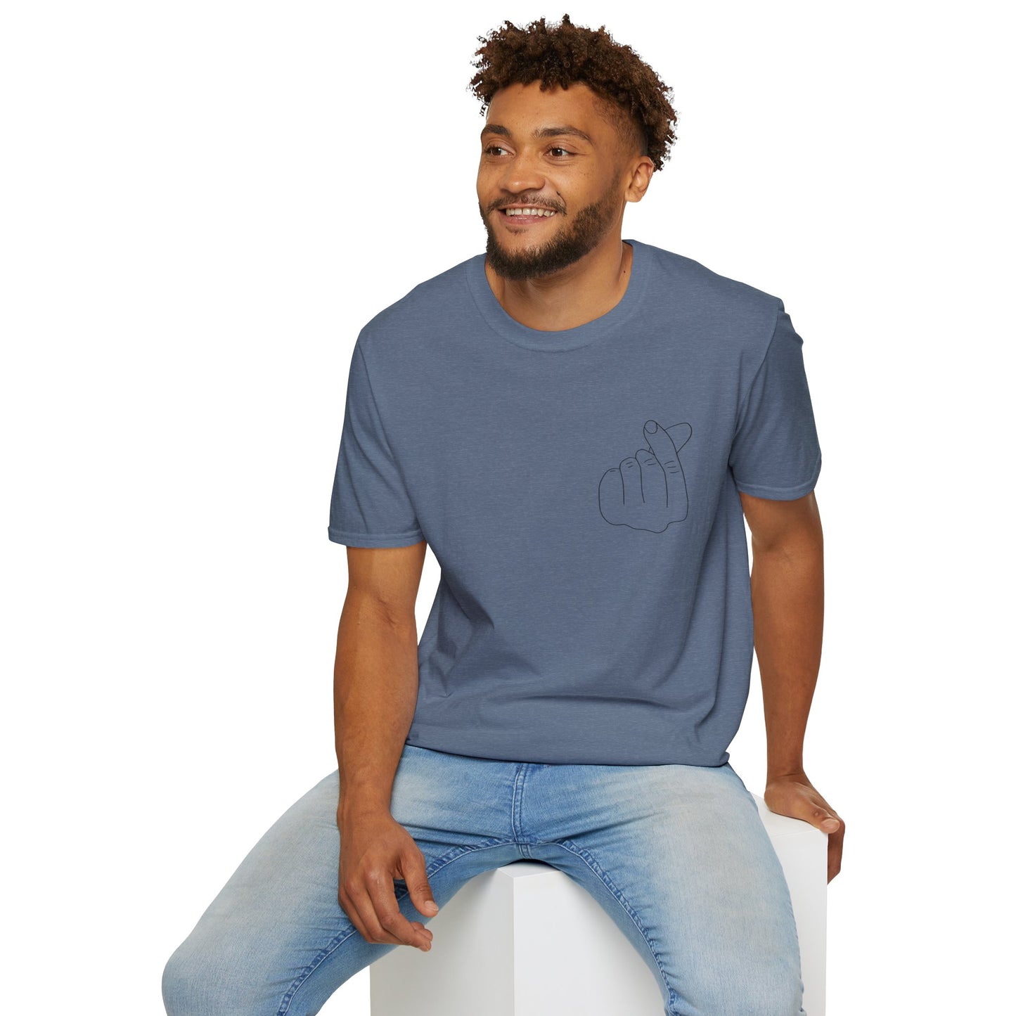 Trendy Unisex Softstyle T-Shirt with Love Hand Gesture Design