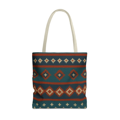 Southwestern Diamond Pattern Tote Bag | Aztec Tribal Geometric Print - TRV