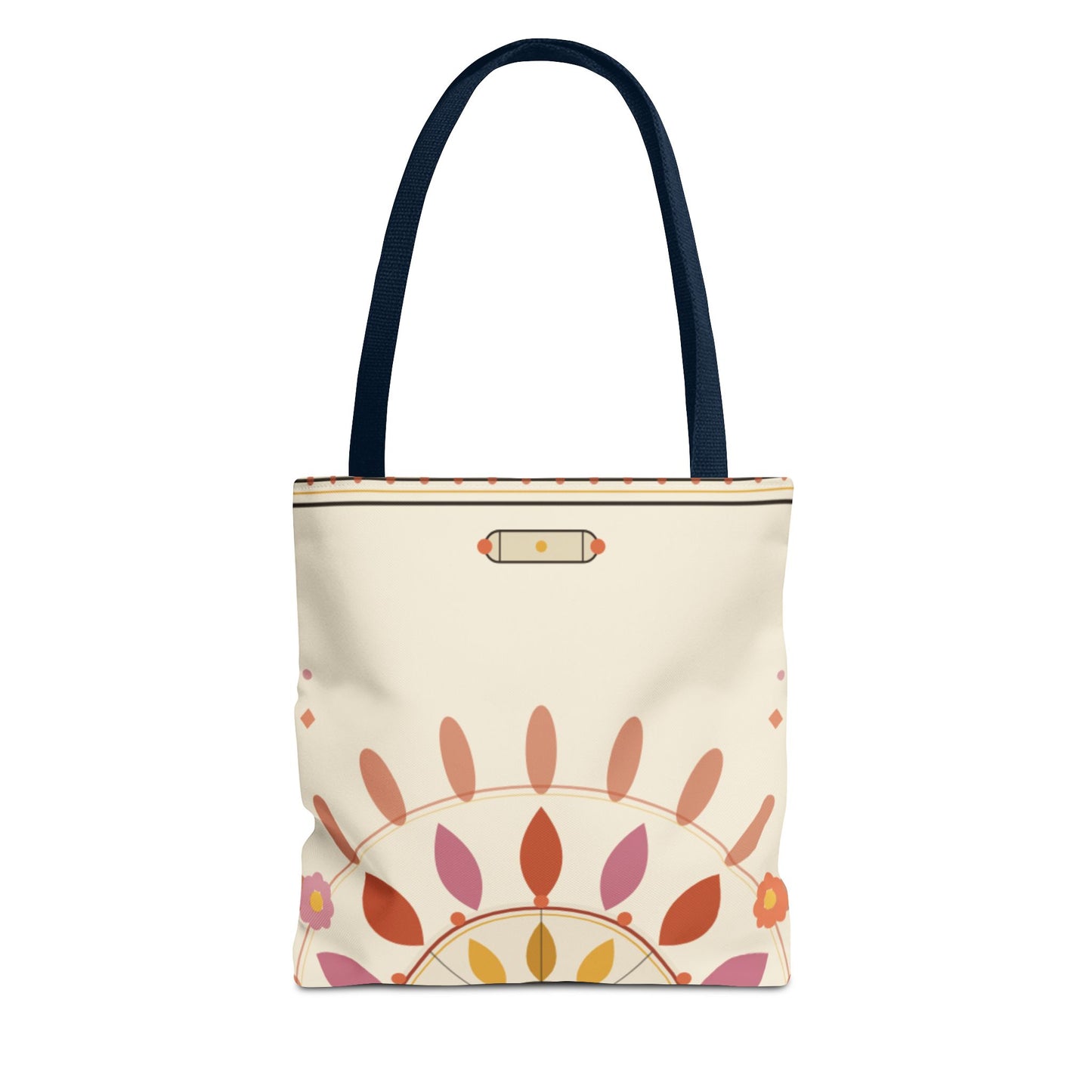 Boho Floral Mandala Tote Bag | Pastel Sunburst Pattern