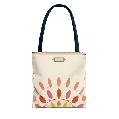 Boho Floral Mandala Tote Bag | Pastel Sunburst Pattern
