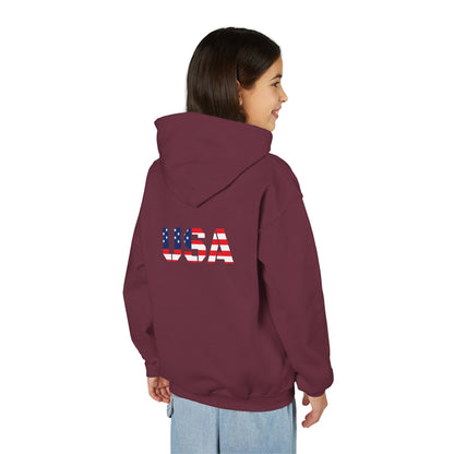 USA Flag Youth Hoodie, Youth Sweatshirt, Cool Hoodie for Kids, American Pride Apparel, Comfortable Boys and Girls Sweatshirt
