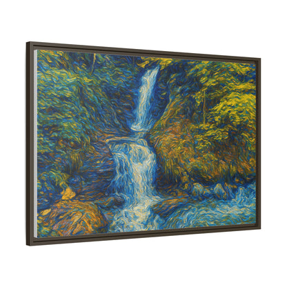 Framed Canvas Art, Majestic Van Gogh Style Waterfall Landscape Wall Decor, Nature Lover Gift, Home Office Artwork, Living Room Decoration - TRV