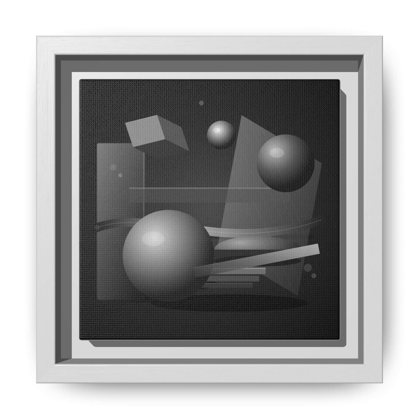Monochrome Geometric Spheres Canvas Framed Wall Art | Matte Print