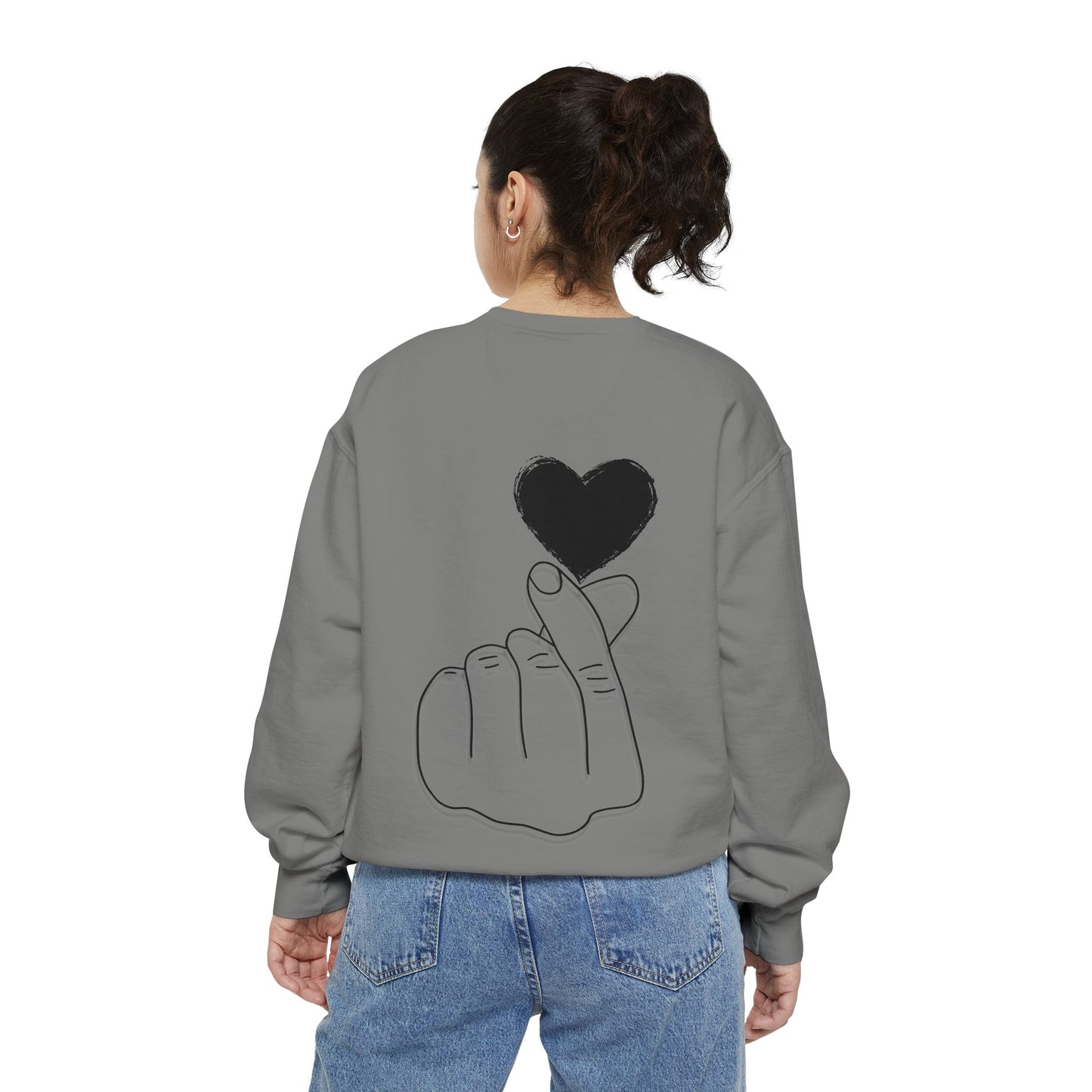 Unisex Garment-Dyed Sweatshirt with Heart Design - Cozy & Stylish