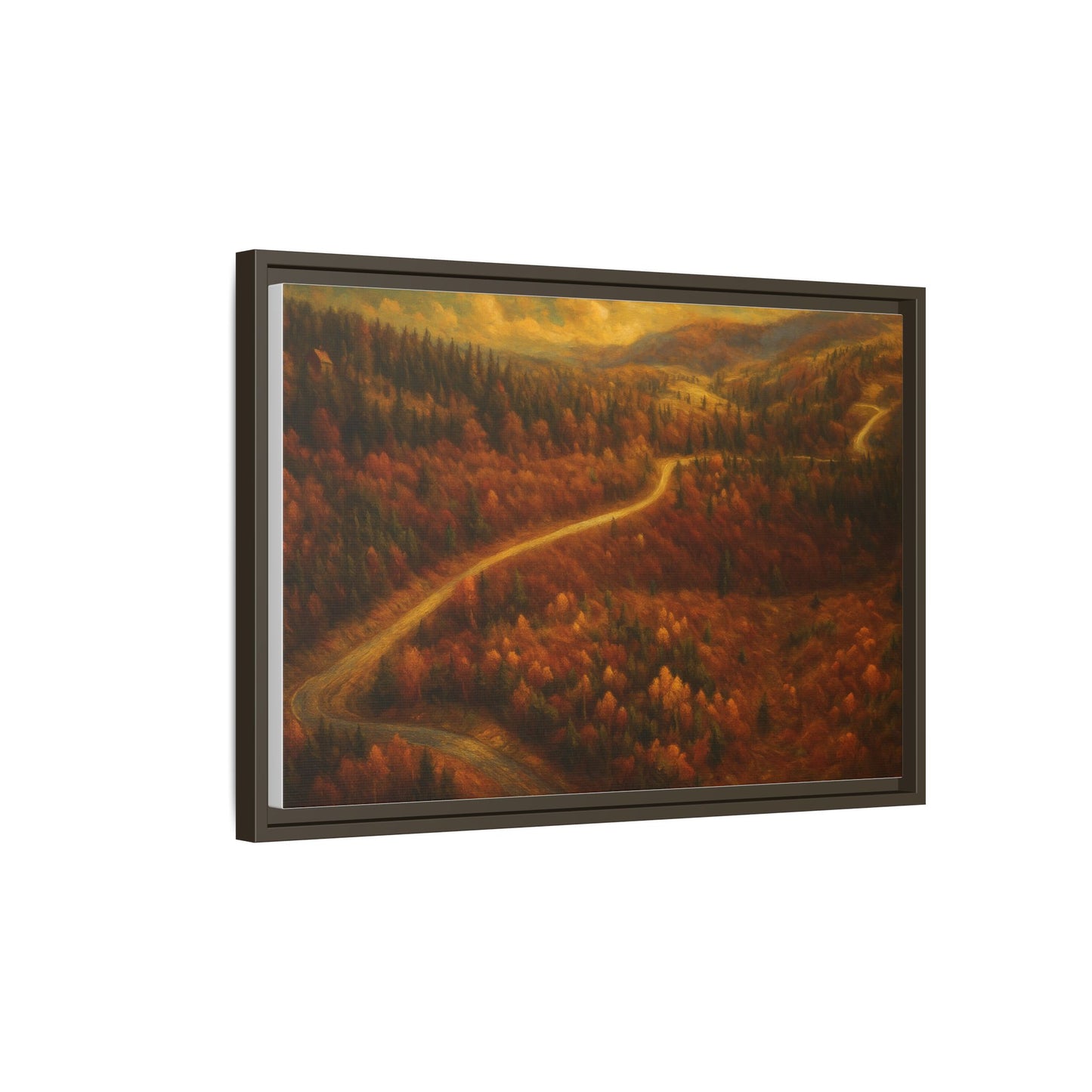 Autumn Landscape Framed Canvas Art, Cozy Home Decor, Warm Fall Vibes, Gift for Nature Lovers, Perfect for Thanksgiving - TRV