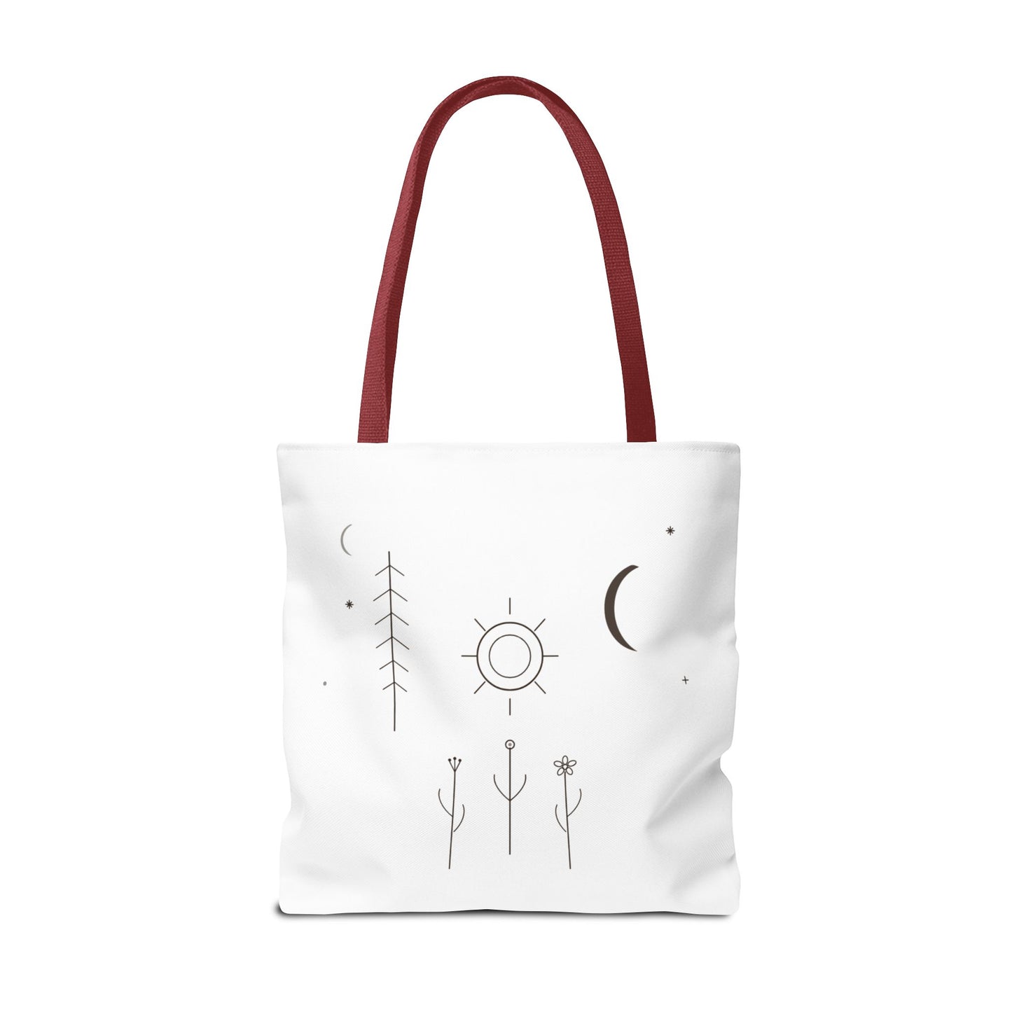 Minimal Moon and Sun Botanical Tote | Celestial Line Art Bag