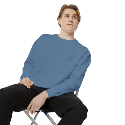Minimalist Peace Hand Sweatshirt — Small Chest Line Art Crewneck