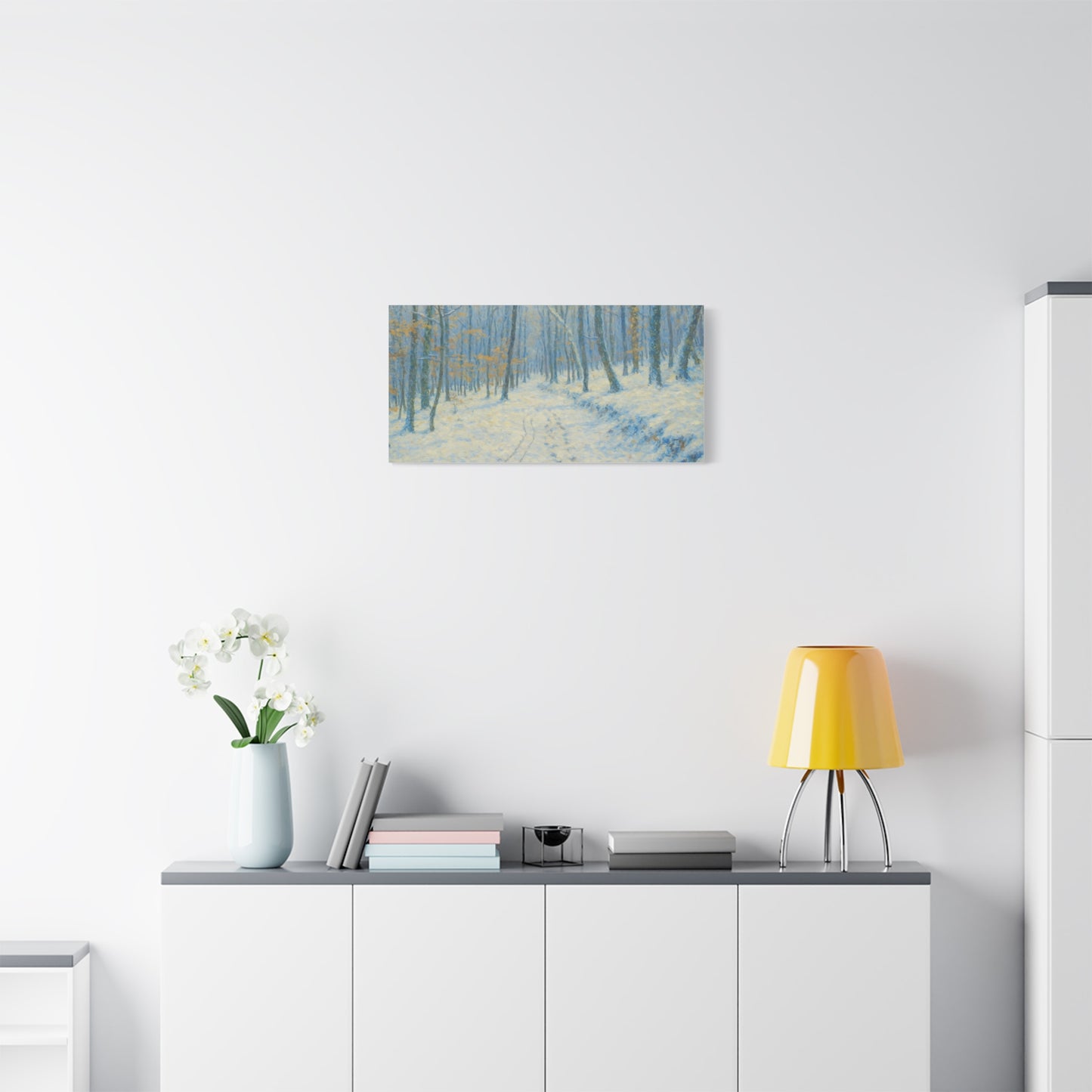 Winter Woodland Canvas Print — Snowy Forest Matte Stretched Wall Art