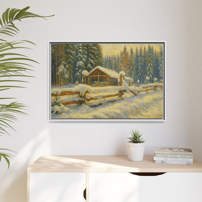 Winter Landscape Framed Canvas Art | Cozy Home Decor | Wall Art for Living Room, Bedroom, Holiday Gift, Rustic Vibes, Art Print - TRV