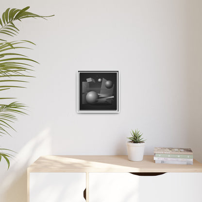 Monochrome Geometric Spheres Canvas Framed Wall Art | Matte Print