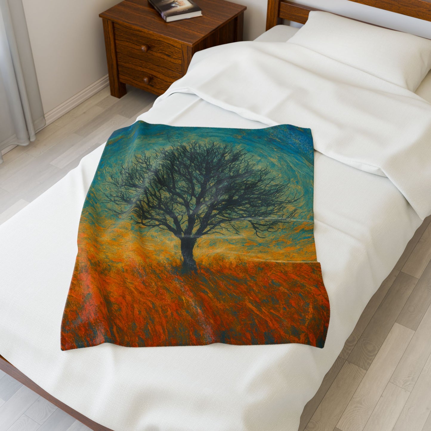 Cozy Velveteen Plush Blanket with Serene Tree Design | Comfortable Home Decor, Gift for Nature Lovers, Cozy Nights, Warmth&Style - TRV
